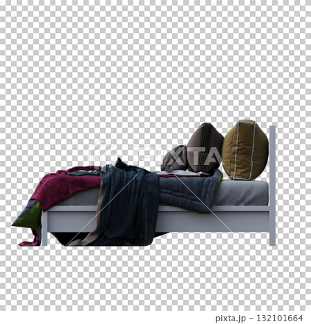 bed isolate on a transparent background, interior furniture, 3D illustration, cg render 132101664