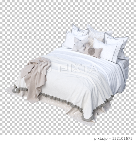 bed isolate on a transparent background, interior furniture, 3D illustration, cg render bed isolate on a transparent background, interior furniture, 3D illustration, cg render 132101673
