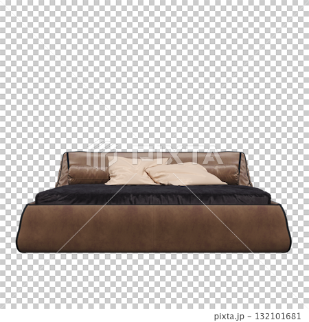 bed isolate on a transparent background, interior furniture, 3D illustration, cg render 132101681
