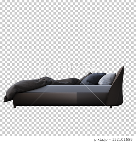 bed isolate on a transparent background, interior furniture, 3D illustration, cg render 132101689