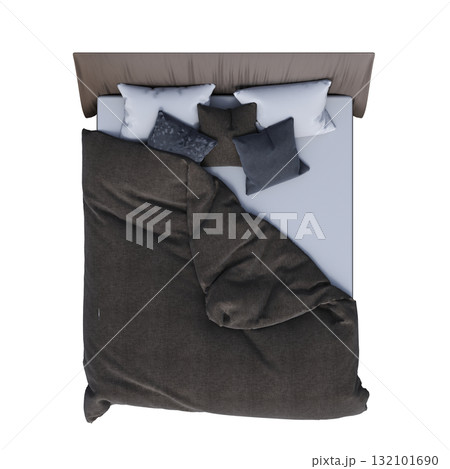 bed isolate on a transparent background, interior furniture, 3D illustration, cg render 132101690