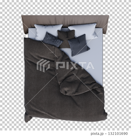 bed isolate on a transparent background, interior furniture, 3D illustration, cg render 132101690