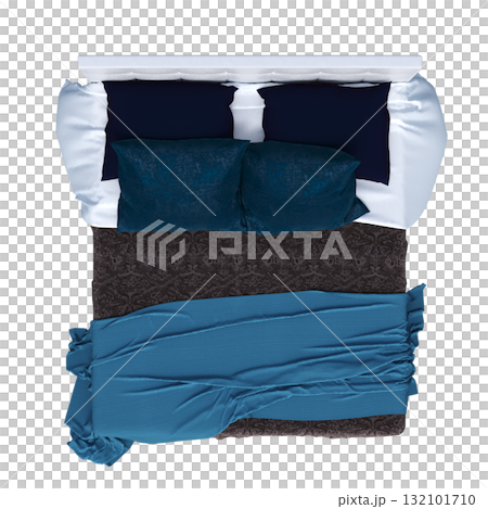 bed isolate on a transparent background, interior furniture, 3D illustration, cg render 132101710