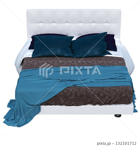 bed isolate on a transparent background, interior furniture, 3D illustration, cg render 132101712