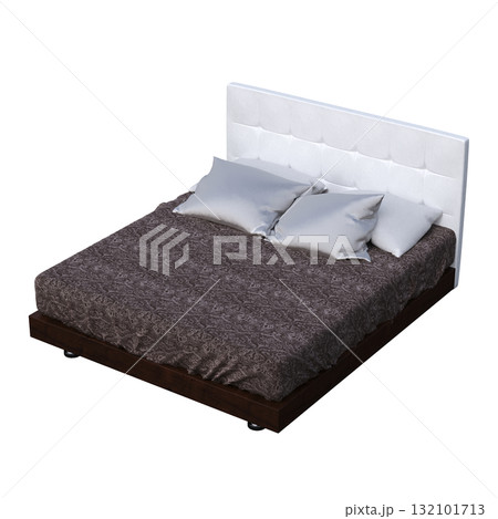 bed isolate on a transparent background, interior furniture, 3D illustration, cg render bed isolate on a transparent background, interior furniture, 3D illustration, cg render 132101713