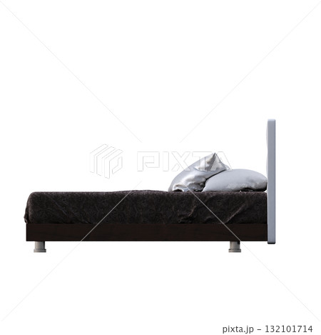 bed isolate on a transparent background, interior furniture, 3D illustration, cg render 132101714