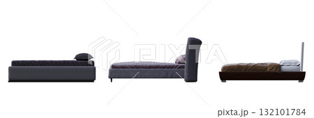double bed isolated on a transparent background, furniture for the bedroom interior, 3D illustration, cg render double bed isolated on a transparent background, furniture for the bedroom interior, 3D illustration, cg render 132101784