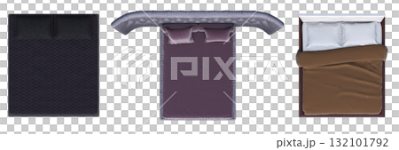 double bed isolated on a transparent background, furniture for the bedroom interior, 3D illustration, cg render double bed isolated on a transparent background, furniture for the bedroom interior, 3D illustration, cg render 132101792