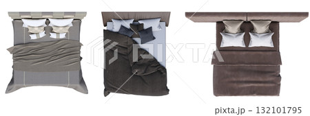 double bed isolated on a transparent background, furniture for the bedroom interior, 3D illustration, cg render double bed isolated on a transparent background, furniture for the bedroom interior, 3D illustration, cg render 132101795