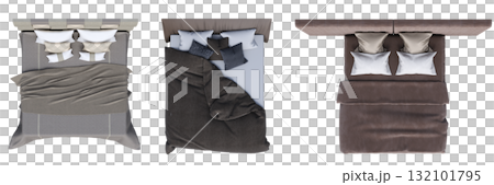 double bed isolated on a transparent background, furniture for the bedroom interior, 3D illustration, cg render double bed isolated on a transparent background, furniture for the bedroom interior, 3D illustration, cg render 132101795