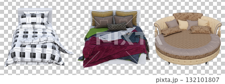 double bed isolated on a transparent background, furniture for the bedroom interior, 3D illustration, cg render double bed isolated on a transparent background, furniture for the bedroom interior, 3D illustration, cg render 132101807