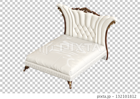 double bed isolated on a transparent background, furniture for the bedroom interior, 3D illustration, cg render 132101812