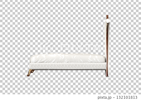 double bed isolated on a transparent background, furniture for the bedroom interior, 3D illustration, cg render 132101813
