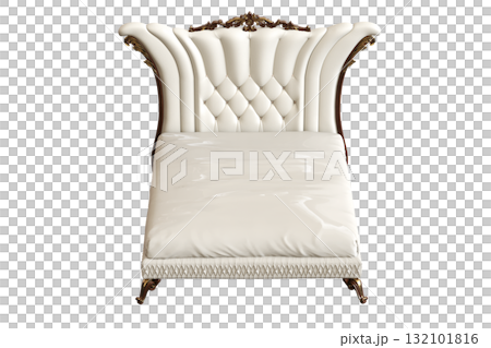 double bed isolated on a transparent background, furniture for the bedroom interior, 3D illustration, cg render 132101816