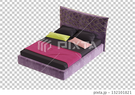 double bed isolated on a transparent background, furniture for the bedroom interior, 3D illustration, cg render double bed isolated on a transparent background, furniture for the bedroom interior, 3D illustration, cg render 132101821