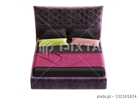 double bed isolated on a transparent background, furniture for the bedroom interior, 3D illustration, cg render double bed isolated on a transparent background, furniture for the bedroom interior, 3D illustration, cg render 132101824