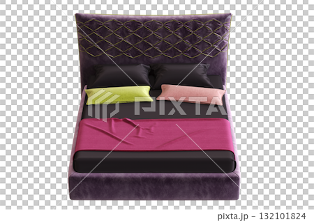 double bed isolated on a transparent background, furniture for the bedroom interior, 3D illustration, cg render double bed isolated on a transparent background, furniture for the bedroom interior, 3D illustration, cg render 132101824