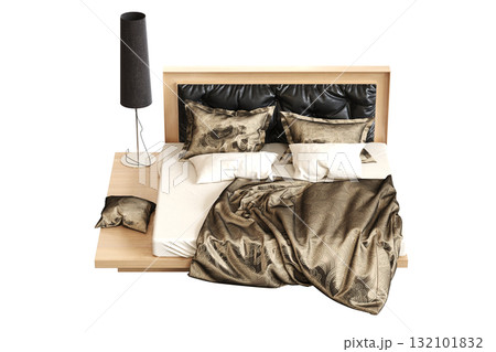 double bed isolated on a transparent background, furniture for the bedroom interior, 3D illustration, cg render double bed isolated on a transparent background, furniture for the bedroom interior, 3D illustration, cg render 132101832