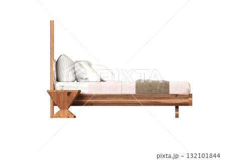 double bed isolated on a transparent background, furniture for the bedroom interior, 3D illustration, cg render double bed isolated on a transparent background, furniture for the bedroom interior, 3D illustration, cg render 132101844