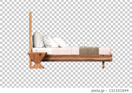 double bed isolated on a transparent background, furniture for the bedroom interior, 3D illustration, cg render double bed isolated on a transparent background, furniture for the bedroom interior, 3D illustration, cg render 132101844