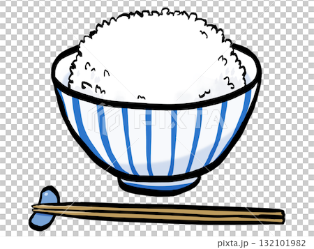 大份米飯和筷子的插圖（筆觸）插圖 132101982