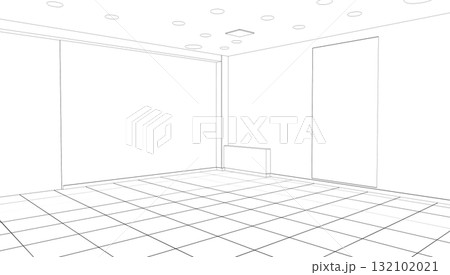 interior contour visualization, 3D illustration, sketch, outline 132102021