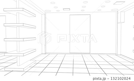 interior contour visualization, 3D illustration, sketch, outline 132102024