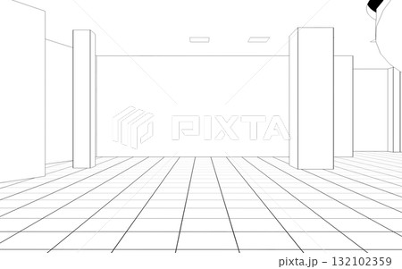 empty pavilion, contour visualization, 3D illustration, sketch, outline empty pavilion, contour visualization, 3D illustration, sketch, outline 132102359