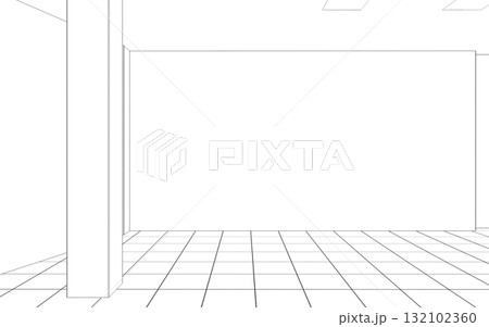 empty pavilion, contour visualization, 3D illustration, sketch, outline empty pavilion, contour visualization, 3D illustration, sketch, outline 132102360