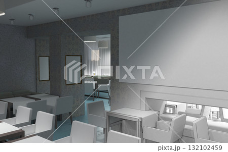 restaurant, interior visualization, 3D illustration 132102459