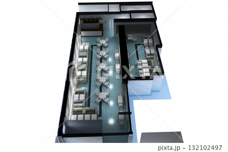 restaurant, interior visualization, 3D illustration restaurant, interior visualization, 3D illustration 132102497