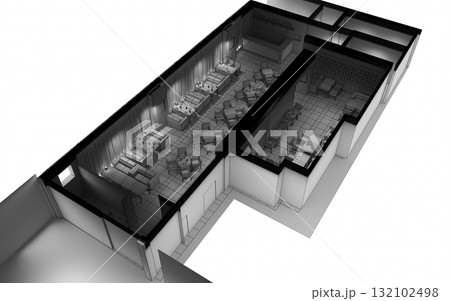 restaurant, interior visualization, 3D illustration restaurant, interior visualization, 3D illustration 132102498