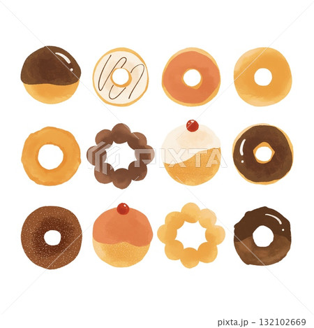 色々なドーナツのイラストセット 132102669
