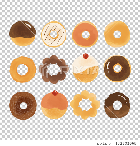 色々なドーナツのイラストセット 132102669