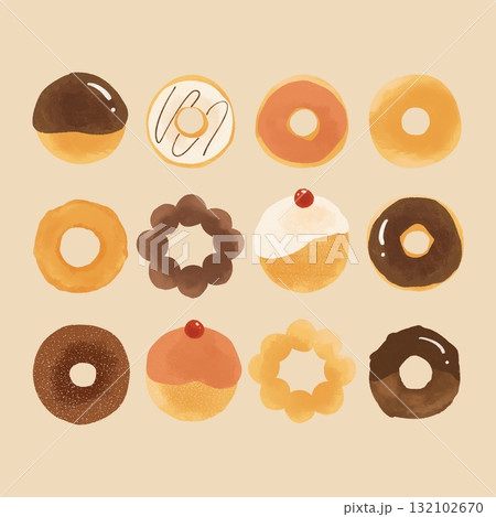 色々なドーナツのイラストセット 色々なドーナツのイラストセット 132102670