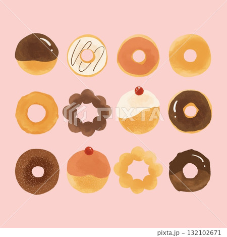 色々なドーナツのイラストセット 132102671