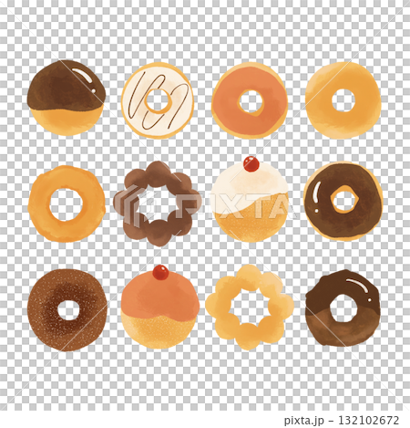 各種甜甜圈的插圖集 各種甜甜圈的插圖集 132102672