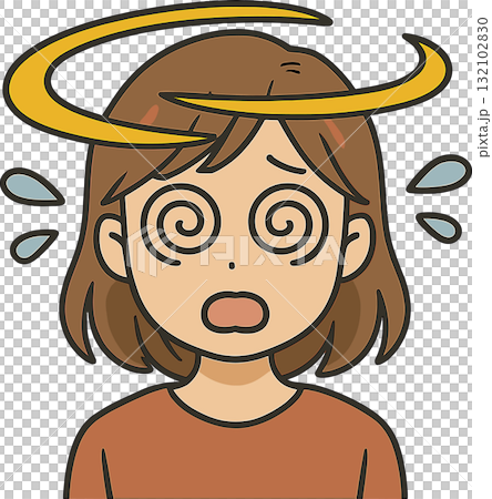 眼睛旋轉的女人的插圖 132102830