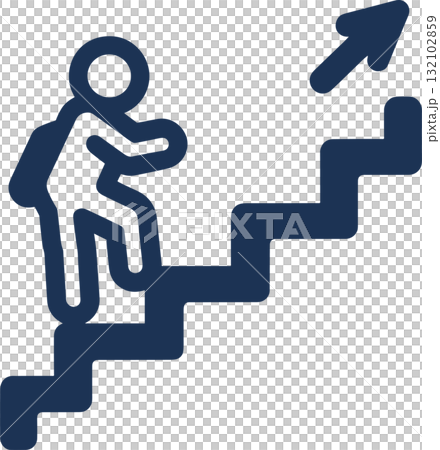 Illustration of a person climbing the stairs Illustration of a person climbing the stairs 132102859