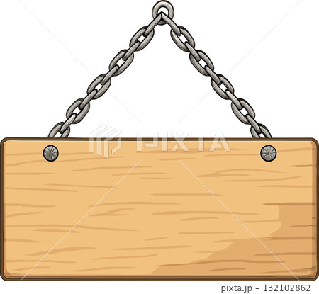 横長長方形の木製プレートのイラスト 132102862