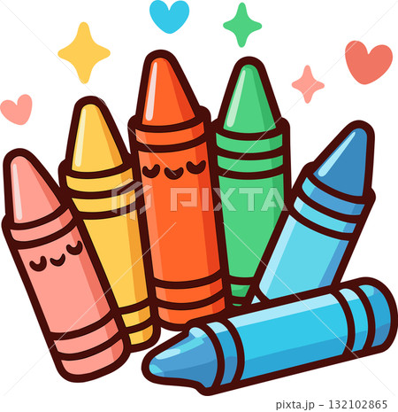 かわいいいろんなクレヨンのイラスト 132102865