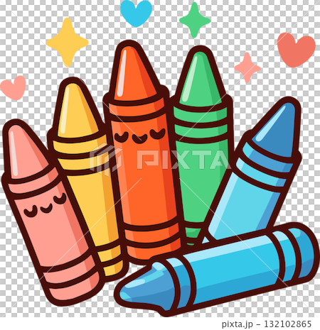 かわいいいろんなクレヨンのイラスト 132102865