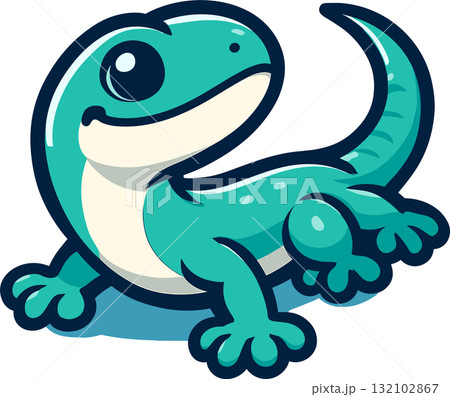振り向くトカゲのイラスト 132102867