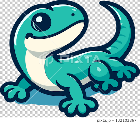 振り向くトカゲのイラスト 132102867