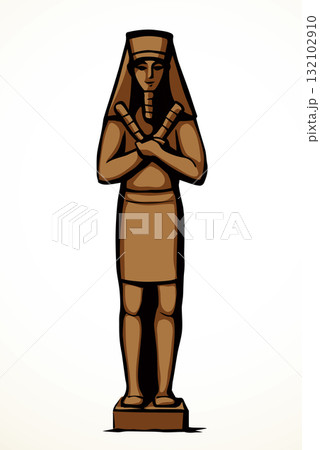 Vector drawing. Egyptian male statue 132102910