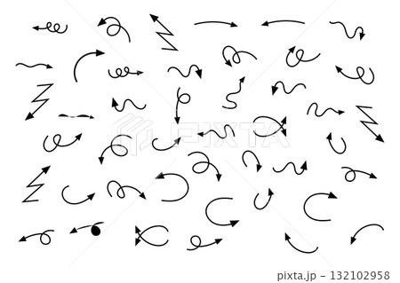 Diverse Collection of Hand Drawn Arrows for Design Projects. Diverse Collection of Hand Drawn Arrows for Design Projects. 132102958