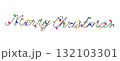 Holiday banner with handwritten calligraphy Merry Christmas in the form of a garland with colorful holiday lights 132103301