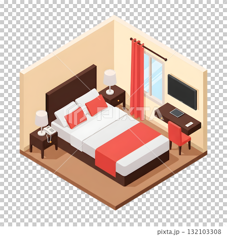 Isometric illustration of a single room Isometric illustration of a single room 132103308