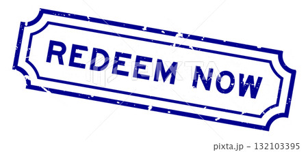 Grunge blue redeem now word square rubber stamp on white background 132103395