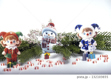 Christmas landscape with gifts and snow. Merry christmas and happy new year . Christmas celebration holiday background Christmas landscape with gifts and snow. Merry christmas and happy new year . Christmas celebration holiday background 132103655